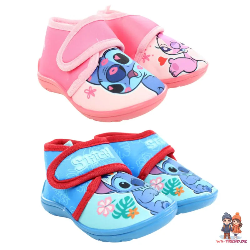 Disney Stitch Angel Kinder Hausschuhe Kitaschuhe Schlüpfschuhe mit Klett - WS-Trend.de 22 - 27