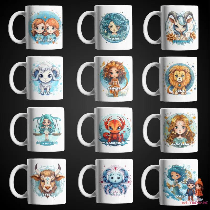 Sternzeichen Tierkreis Kaffeetasse Tasse Geschenkidee Geschenk 330 ml - WS-Trend.de Teetasse