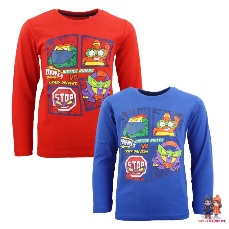 Super Zings Kinder Langarmshirt - WS-Trend.de T-Shirt Blau Rot 98 bis 128 Baumwolle für Jungen