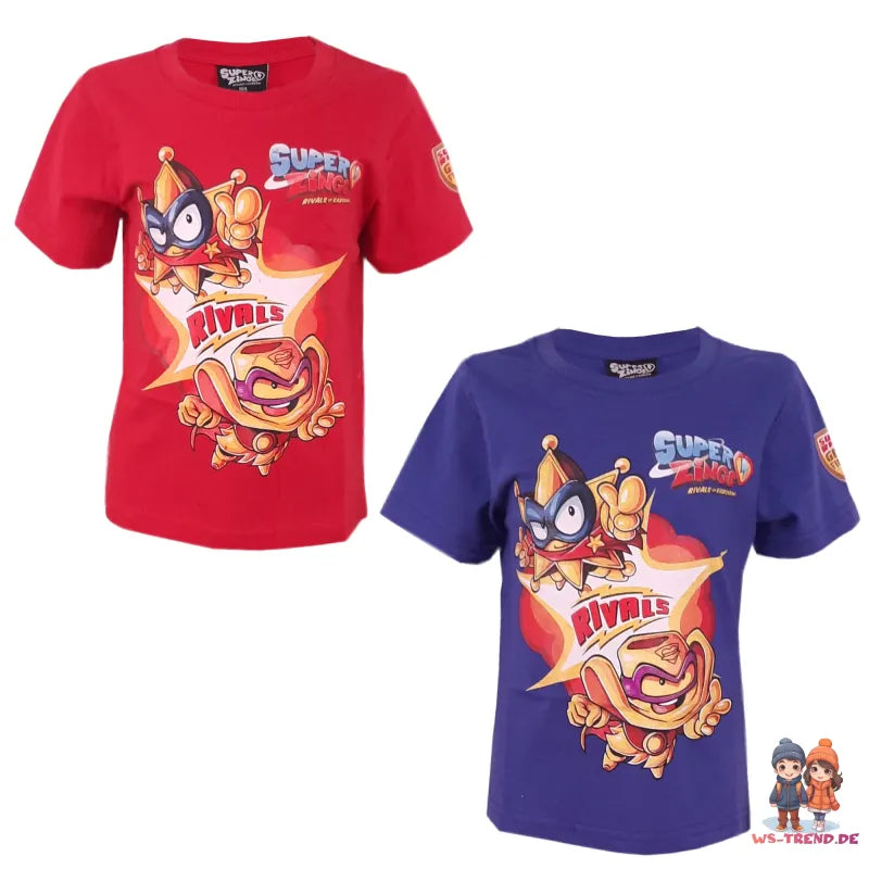 Super Zings kurzarm T-Shirt Baumwolle Blau Rot - WS-Trend.de Kinder 98 bis 128 für Jungen