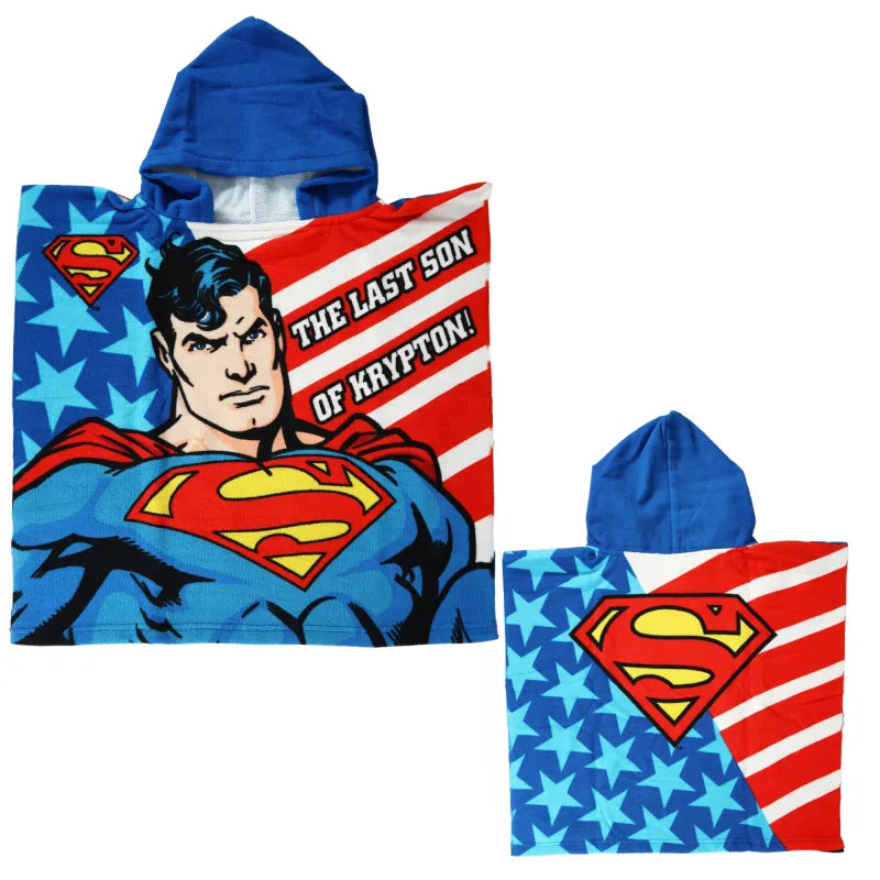 DC Comic Superman Kinder Jungen Mikrofaser Poncho Badeponcho - WS-Trend.de 55x55 cm