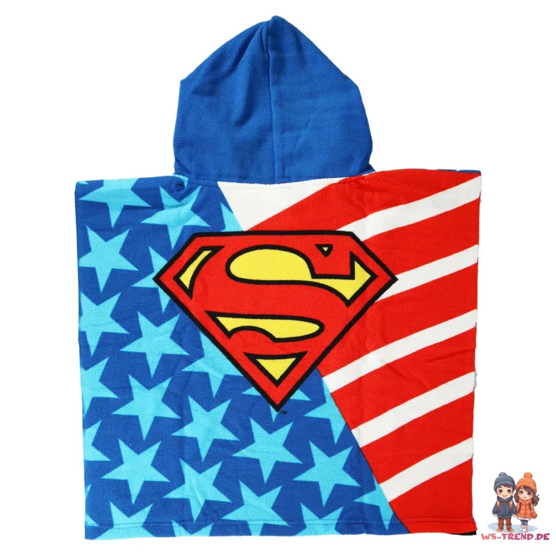 DC Comic Superman Kinder Jungen Mikrofaser Poncho Badeponcho - WS-Trend.de 55x55 cm