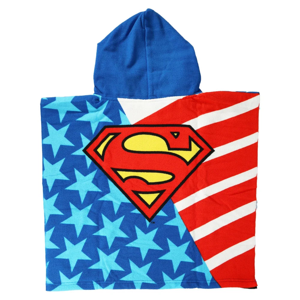 DC Comic Superman Kinder Jungen Mikrofaser Poncho Badeponcho - WS-Trend.de 55x55 cm