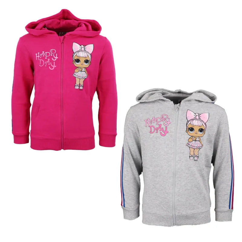LOL Surprise Kinder Kapuzen Hoodie WS Trend.de Pullover Kapuze Pink Grau Gr. 104 134 Mädchen