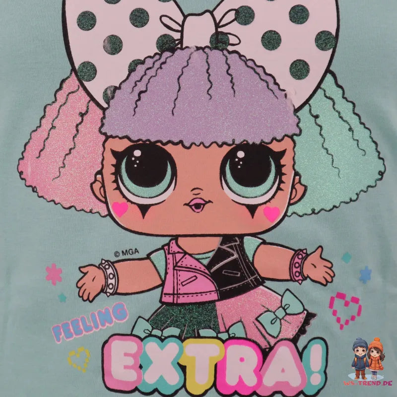 LOL Surprise Kinder Schlafanzug Pyjama - WS-Trend.de kurzarm 98 bis 128 Baumwolle Grün Rosa