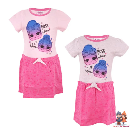 LOL Surprise Sommerkleid Kinder Kleid Grau Rosa - WS-Trend.de für Mädchen aus baumwolle
