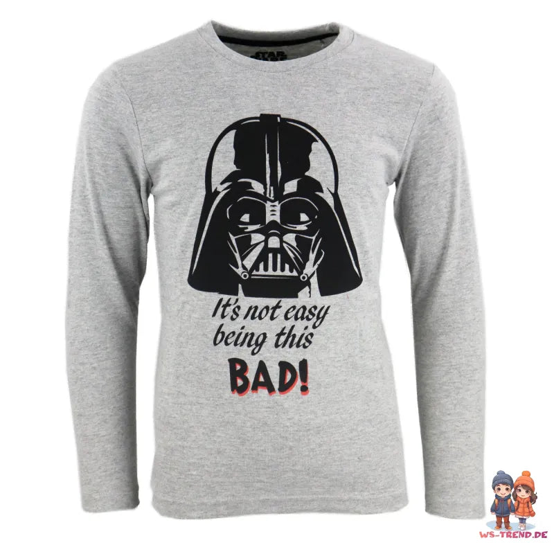 Star Wars Darth Vader Jungen langarm Pyjama Schlafanzug - WS-Trend.de 134 - 164 Weiß Grau
