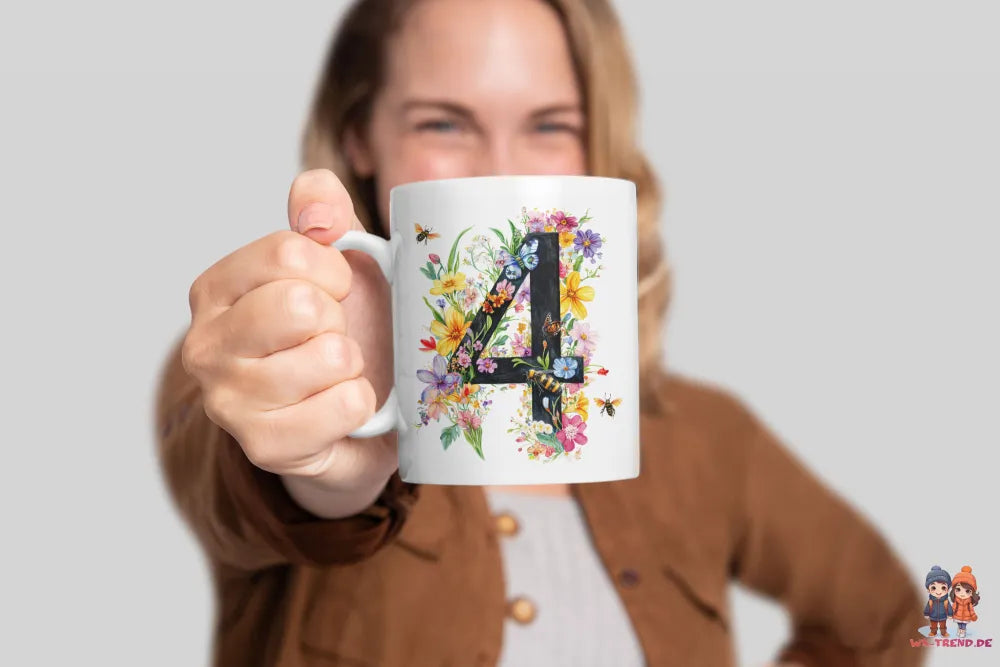 Name A bis Z und 9 Blumen Bienen Kaffeetasse Teetasse Tasse Geschenkidee - WS-Trend.de