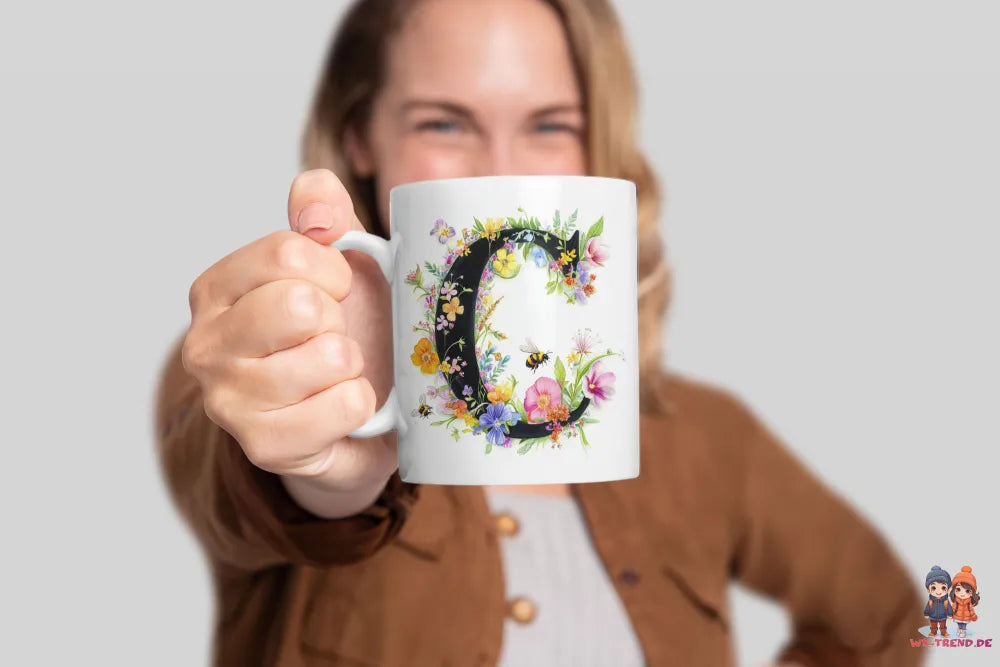 Name A bis Z und 9 Blumen Bienen Kaffeetasse Teetasse Tasse Geschenkidee - WS-Trend.de