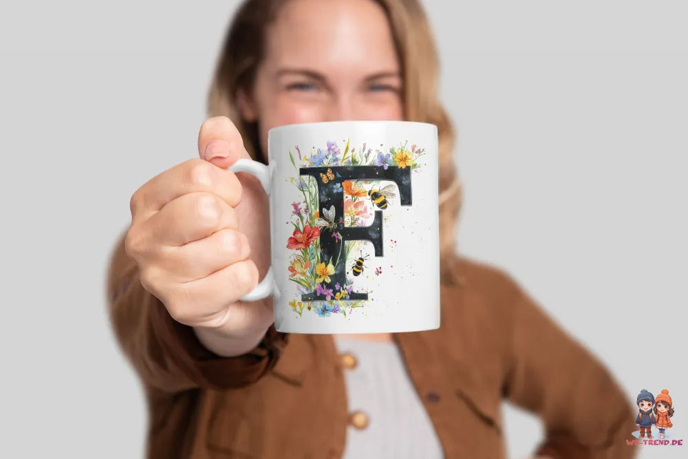 Name A bis Z und 9 Blumen Bienen Kaffeetasse Teetasse Tasse Geschenkidee - WS-Trend.de