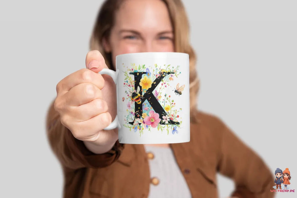 Name A bis Z und 9 Blumen Bienen Kaffeetasse Teetasse Tasse Geschenkidee - WS-Trend.de