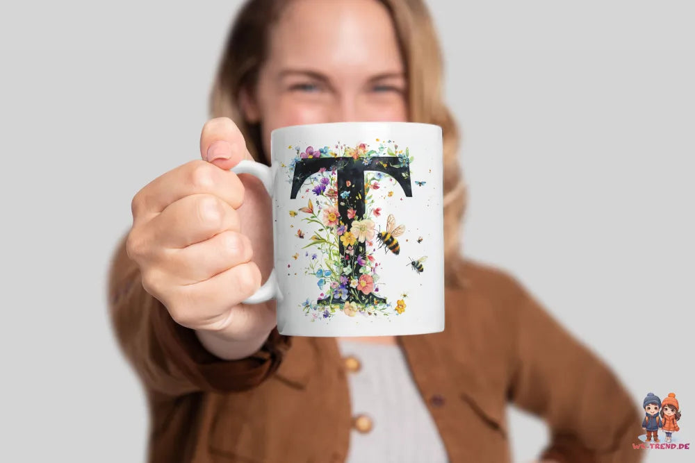 Name A bis Z und 9 Blumen Bienen Kaffeetasse Teetasse Tasse Geschenkidee - WS-Trend.de