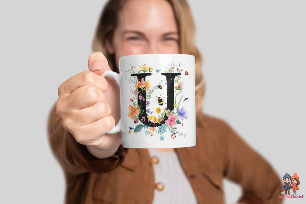 Name A bis Z und 9 Blumen Bienen Kaffeetasse Teetasse Tasse Geschenkidee - WS-Trend.de