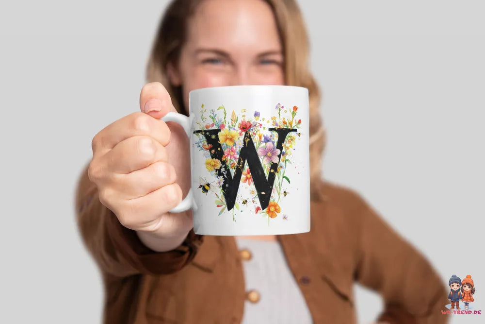 Name A bis Z und 9 Blumen Bienen Kaffeetasse Teetasse Tasse Geschenkidee - WS-Trend.de