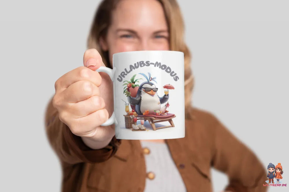 Pinguin Urlaubs-Modus lustige Keramik Kaffeetasse Teetasse Tasse Geschenkidee - WS-Trend.de