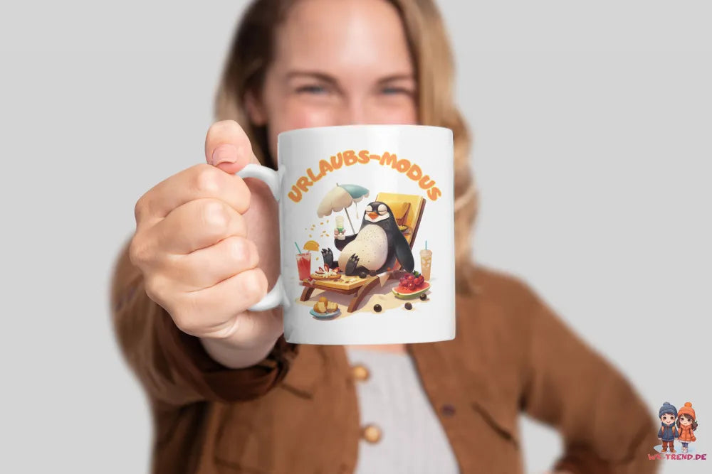 Pinguin Urlaubs-Modus lustige Keramik Kaffeetasse Teetasse Tasse Geschenkidee - WS-Trend.de