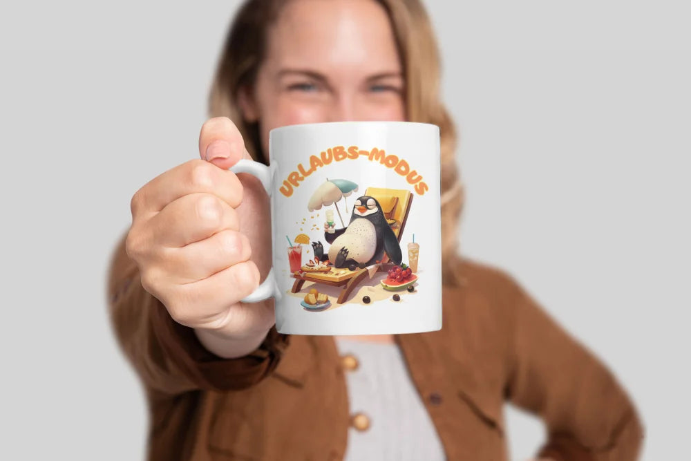 Pinguin Urlaubs-Modus lustige Keramik Kaffeetasse Teetasse Tasse Geschenkidee - WS-Trend.de