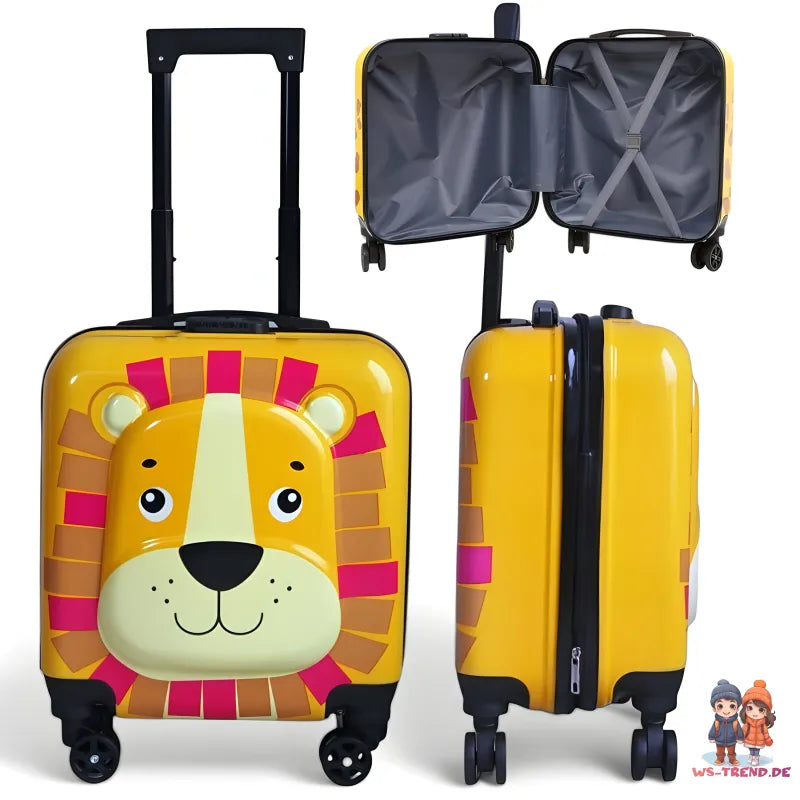Löwe 3D Kinder Trolley Kinderkoffer ABS Kindertrolley 45x35x25 cm - WS-Trend.de
