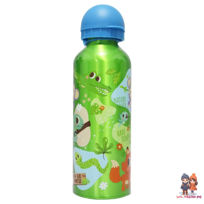 Waldtiere 3 tlg Kinder Lunch Set Brotdose Aluminium Trinkflasche 500 ml Göffel - WS-Trend.de