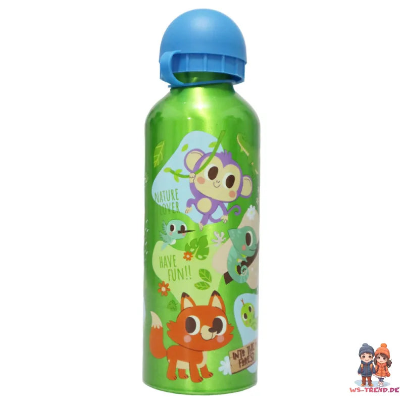 Waldtiere 3 tlg Kinder Lunch Set Brotdose Aluminium Trinkflasche 500 ml Göffel - WS-Trend.de