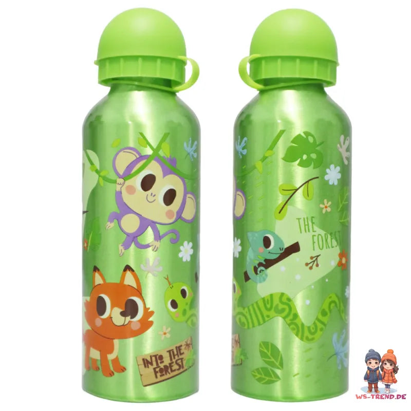 Waldtiere 3 tlg Kinder Lunch Set Brotdose Aluminium Trinkflasche 500 ml Göffel - WS-Trend.de