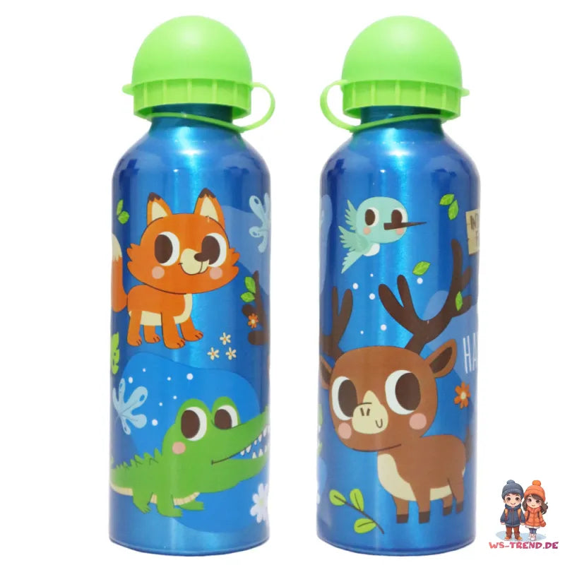 Waldtiere 3 tlg Kinder Lunch Set Brotdose Aluminium Trinkflasche 500 ml Göffel - WS-Trend.de