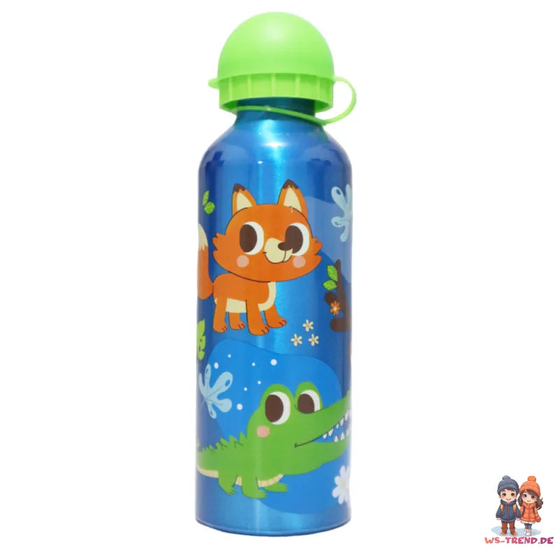Waldtiere 3 tlg Kinder Lunch Set Brotdose Aluminium Trinkflasche 500 ml Göffel - WS-Trend.de