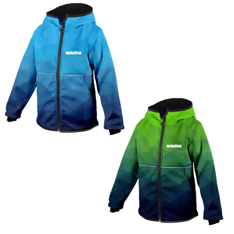 WAMU Mosaic Softshelljacke Kinder Jungen Jacke mit Kapuze - WS-Trend.de Gr. 98 -128