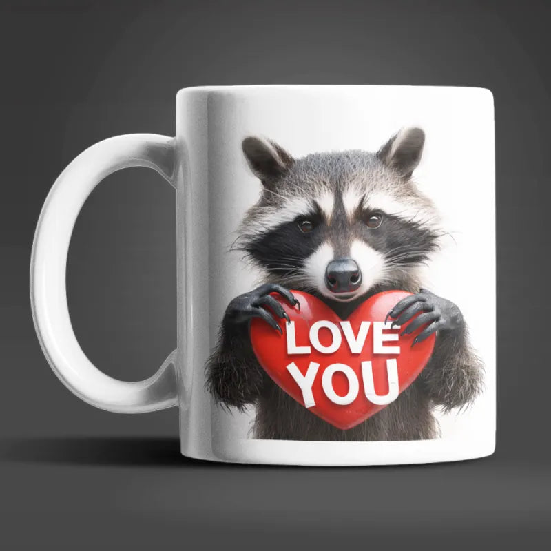 Waschbär I Love You Valentinstag Kaffeetasse Teetasse Tasse Geschenkidee - WS-Trend.de