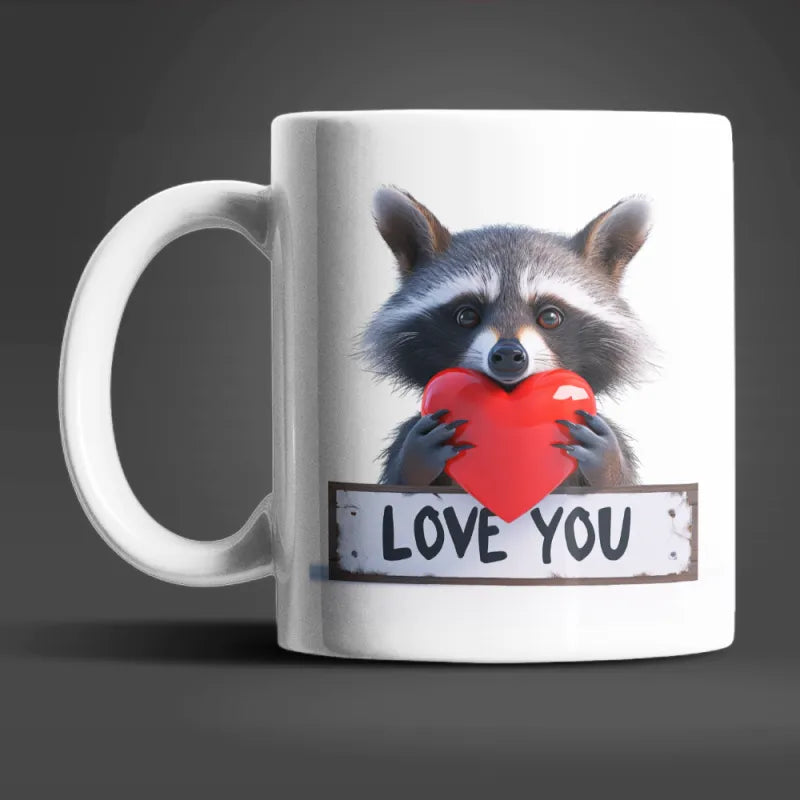 Waschbär I Love You Valentinstag Kaffeetasse Teetasse Tasse Geschenkidee - WS-Trend.de