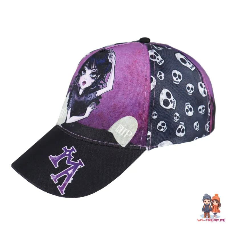 Wednesday Adams Mädchen Kinder Basecap Baseball Kappe allover Print - WS-Trend.de