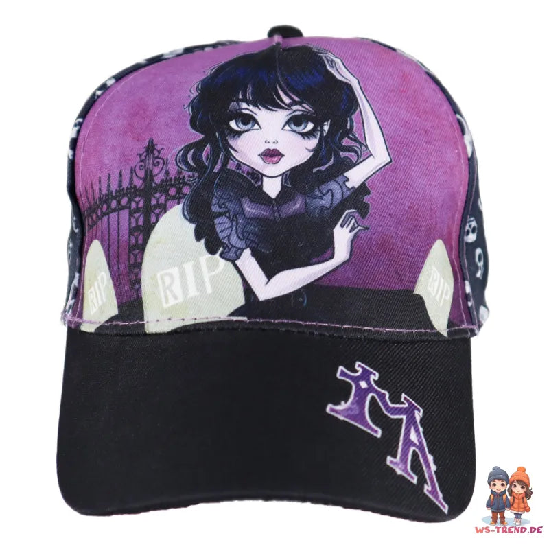 Wednesday Adams Mädchen Kinder Basecap Baseball Kappe allover Print - WS-Trend.de