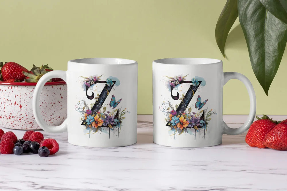 Name A bis Z Blumen Schmetterlinge Kaffeetasse Teetasse Tasse Geschenkidee - WS-Trend.de
