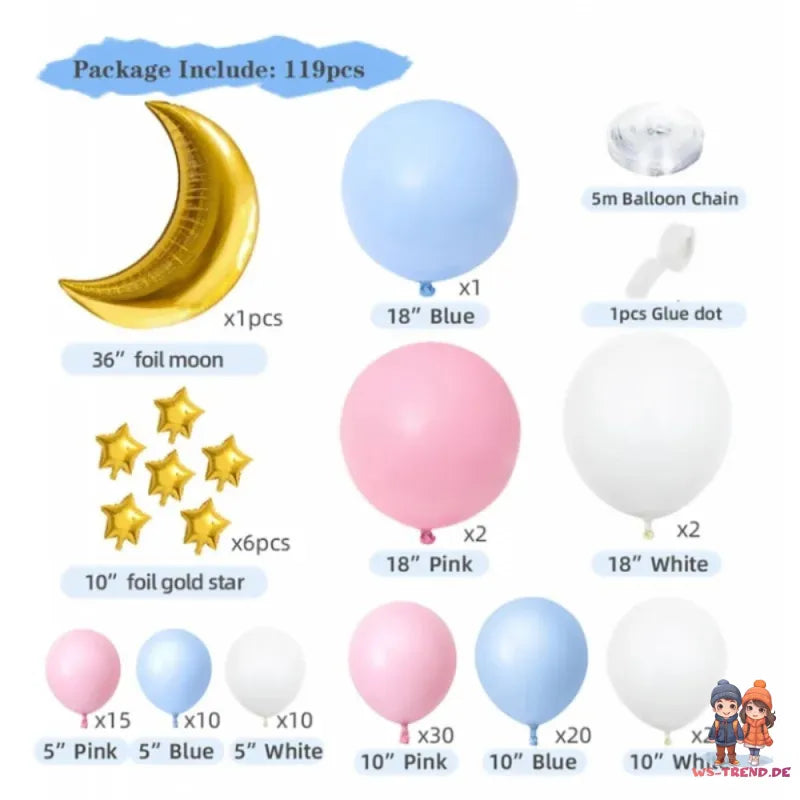 WS-Trend Luftballons Geburtstag Party Deko Set 119 teilig Ballons - WS-Trend.de