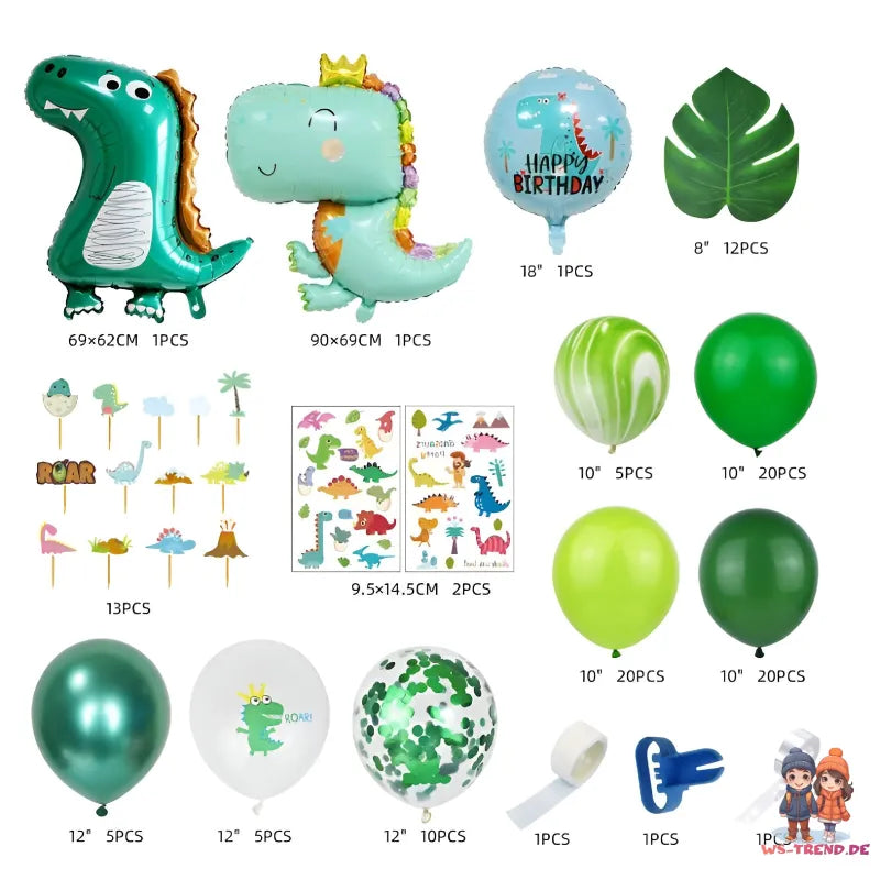 Happy Birthday Dino Luftballons Ballons Geburtstag Party Deko Set 115 tlg - WS-Trend.de