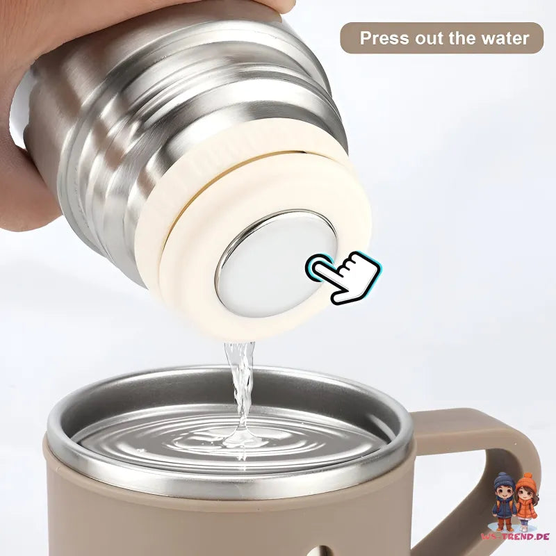 4 tlg. Set Thermoflasche Edelstahl Trinkflasche 500ml 3 Trinkbecher Becher WS Trend.de 4tlg. für kalte und heiße Getränke