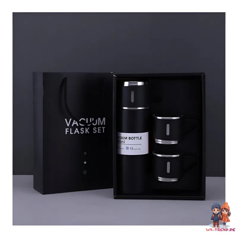 4 tlg. Set Thermoflasche Edelstahl Trinkflasche 500ml 3 Trinkbecher Becher - WS-Trend.de 4tlg. für kalte und heiße Getränke