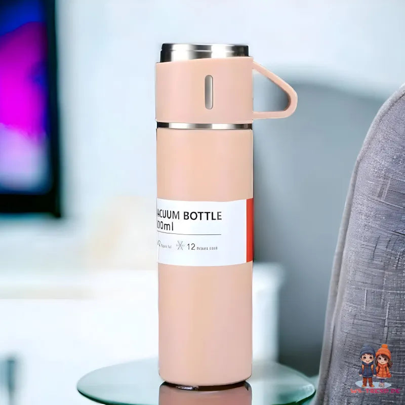 4 tlg. Set Thermoflasche Edelstahl Trinkflasche 500ml 3 Trinkbecher Becher WS Trend.de 4tlg. für kalte und heiße Getränke