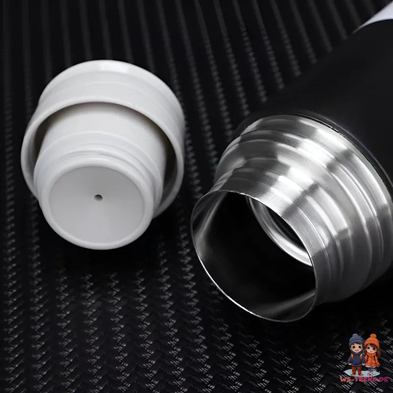 4 tlg. Set Thermoflasche Edelstahl Trinkflasche 500ml 3 Trinkbecher Becher - WS-Trend.de 4tlg. für kalte und heiße Getränke