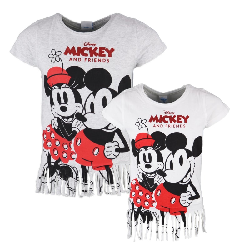 Disney Minnie und Mickey WS-Trend – Mädchen T-Shirt Baumwolle Kinder Maus Fransen
