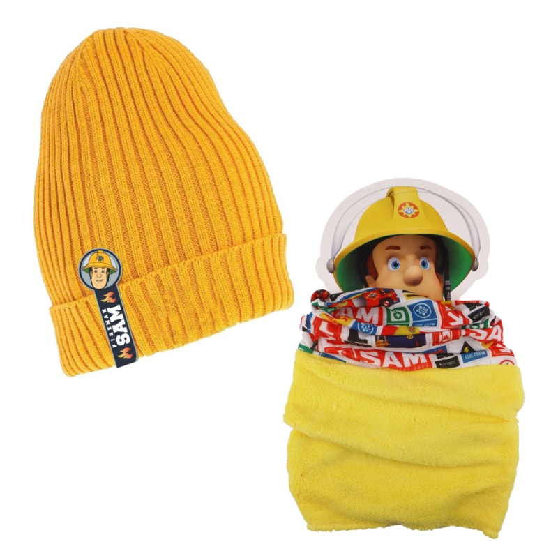 Feuerwehrmann Sam Kinder Herbst Wintermütze plus Loop - WS-Trend.de Winter Set Mütze Snood Schaal 52 54