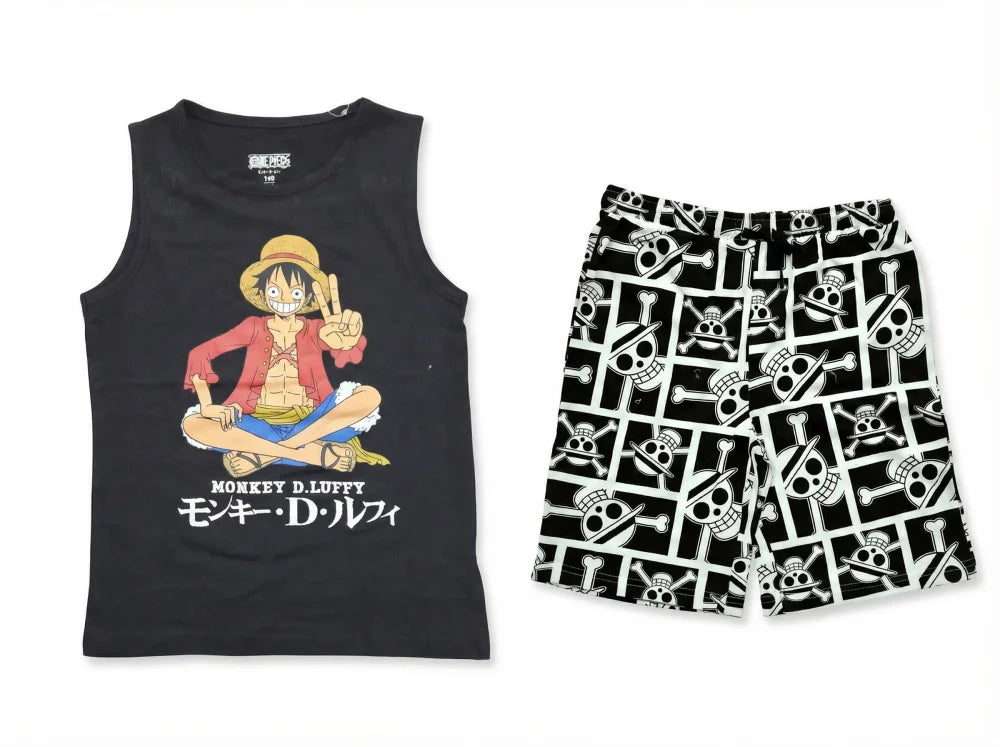 Anime One Piece Ruffy Jungen Schlafanzug Pyjama Shirt Shorts - WS-Trend.de