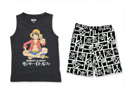 Anime One Piece Ruffy Jungen Schlafanzug Pyjama Shirt Shorts - WS-Trend.de