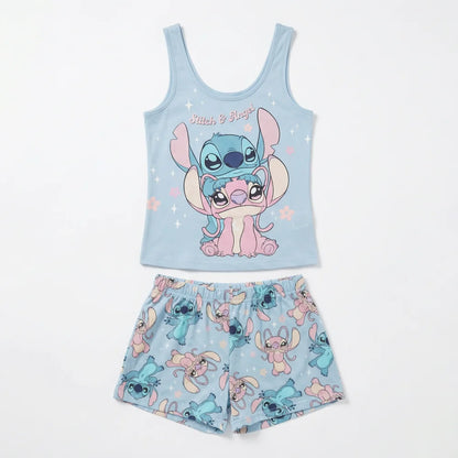 Disney Stitch Angel Damen kurzarm Pyjama Shorts Shirt - WS-Trend.de