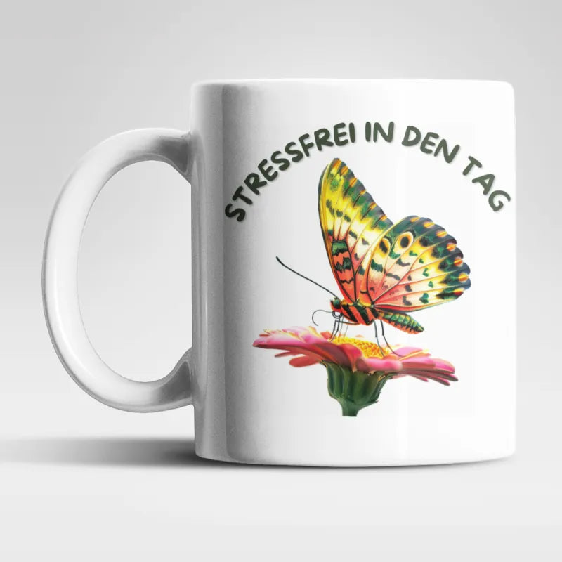 Stressfrei Schmetterling Butterfly Kaffeetasse Teetasse Tasse Geschenkidee - WS-Trend.de
