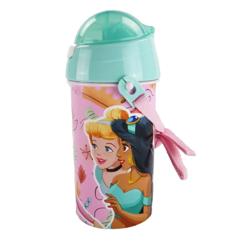 Disney Prinzessin Trinkflasche Flasche mit Trinkhalm Gurt 500 ml - WS-Trend.de Wasserflasche