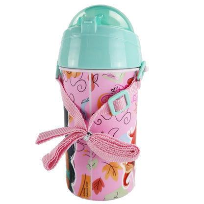 Disney Prinzessin Trinkflasche Flasche mit Trinkhalm Gurt 500 ml - WS-Trend.de Wasserflasche