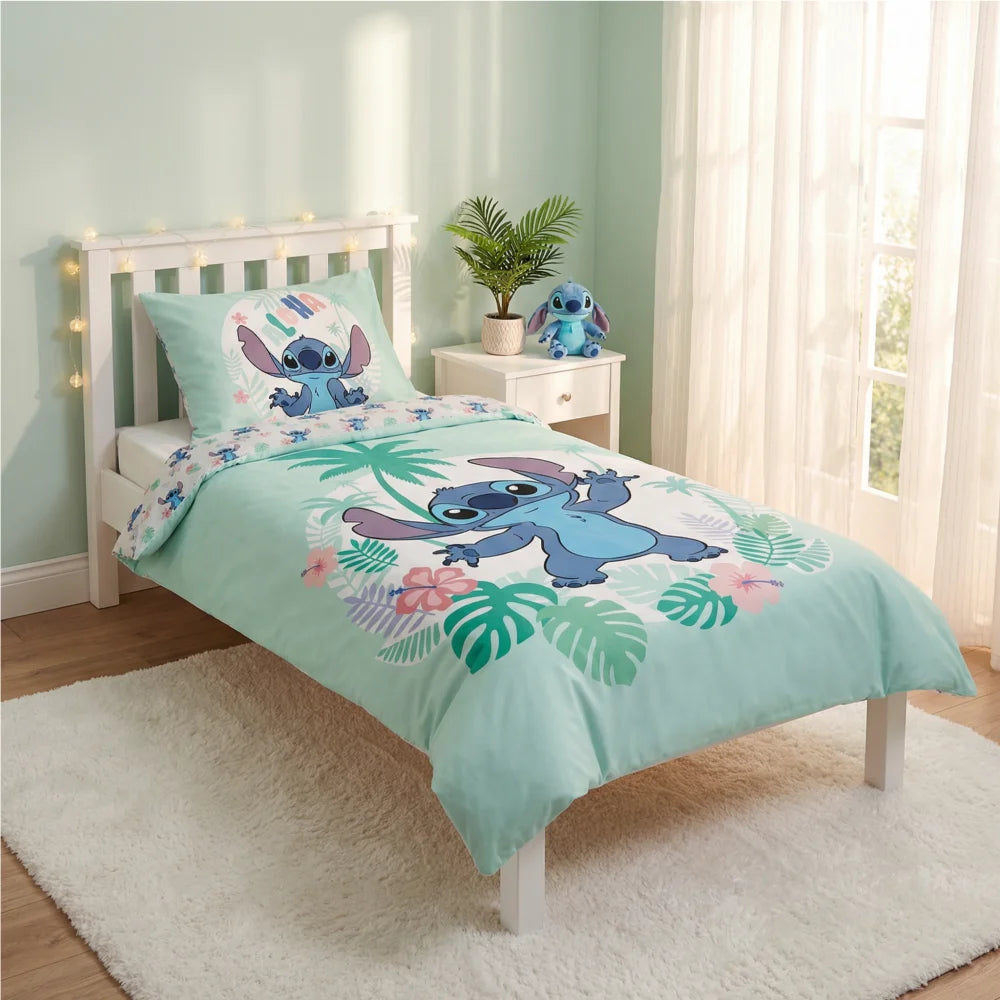 Disney Stitch Blau Kinder Mikrofaser Bettwäsche 2tlg. Set 135-140x200 65x65 - WS-Trend.de Baumwolle