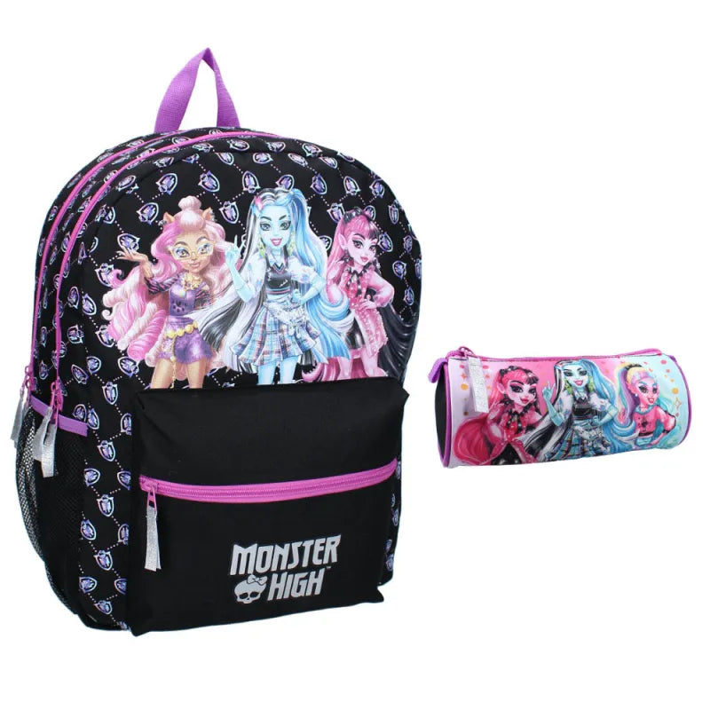 Monster High Mädchen Kinder Set Rucksack mit Federmäppchen Tasche 43x32x19 cm - WS-Trend.de