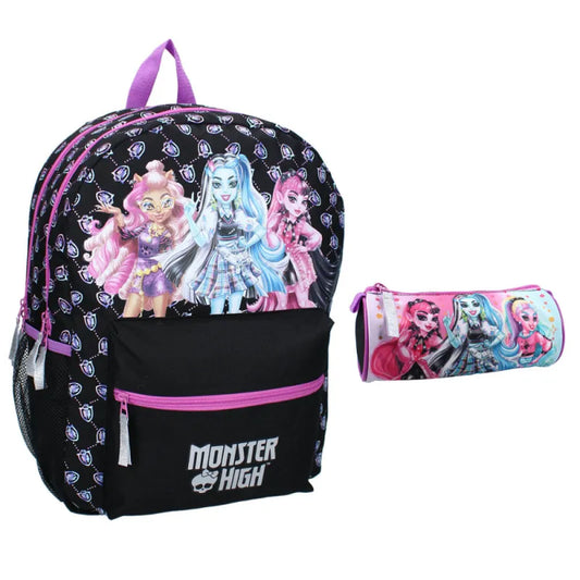 Monster High Mädchen Kinder Set Rucksack mit Federmäppchen Tasche 43x32x19 cm - WS-Trend.de